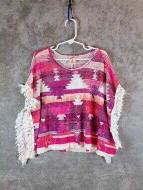 Girls Arizona Jean Company Southwestern Poncho Style Knit Top Size 7/8